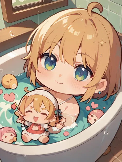 score_9, score_8_ up, score_7_ up, score_6_ up, score_5_ up, anime,nsfw, uncensored,( chibi:1.5), Annie is taking a bath,Bubble:1.4,Kyoani Style,glitter,