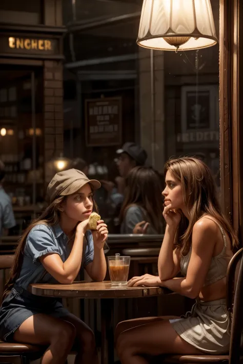 Inspired by Edward Hopper's 'Nighthawks,' this scene depicts an ice cream parlor immersed in the nocturnal quiet of a deserted city. Behind a large glass window, the shop emanates a warm and welcoming light, in stark contrast to the dark and streets outsid...