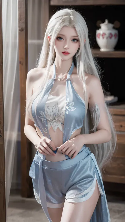 a white hair、Close-up of Miss wearing white mask, Beautiful character painting, guweiz, Gurwitz-style artwork, White-haired god, author:Yang Jie, Epic and beautiful character art, Stunning character art, author:Fan Qi, by Wuzhun Shifan, pixiv Art Street Gu...