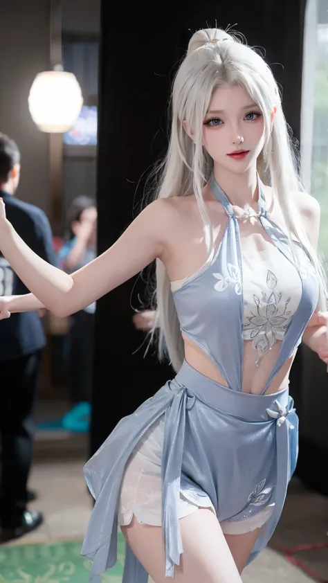 a white hair、Close-up of Miss wearing white mask, Beautiful character painting, guweiz, Gurwitz-style artwork, White-haired god, author:Yang Jie, Epic and beautiful character art, Stunning character art, author:Fan Qi, by Wuzhun Shifan, pixiv Art Street Gu...