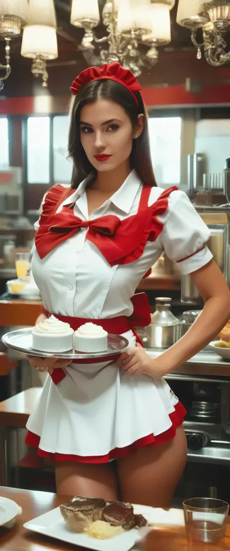 red lips,busty 18yo girl in sexy waitress costume,anatomically_correct,rating_questionable