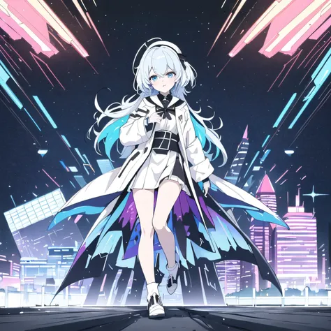 ((best image quality,  masterpiece)), Modern civilized city, blue archive style city, (filled with white contrast instead of black), bright tone, glitters, glitters는 별들,  auroras , bright color, ( Abstract Art :1.3), blue-pink pastel , Cinema Light , 8K re...