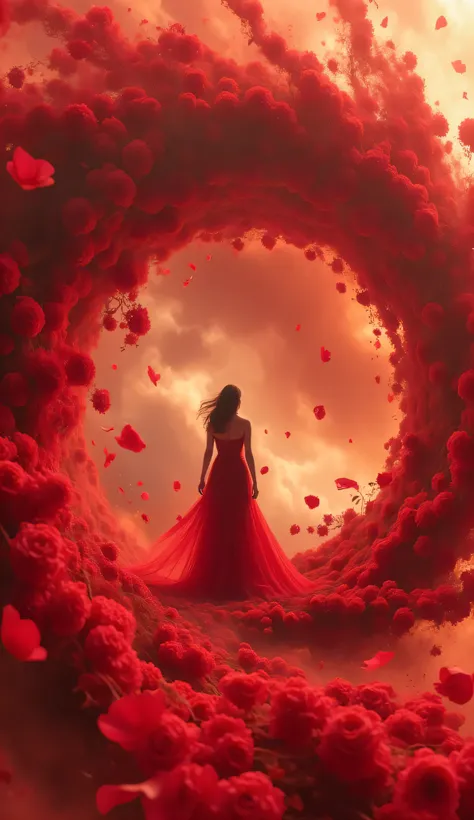 (Best Quality,8K wallpaper), masterpiece, live-action, real photo, The ratio of one goddess , Tornado of Roses.