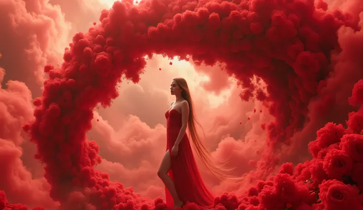 (Best Quality,8K wallpaper), masterpiece, live-action, real photo, The ratio of one goddess , Tornado of Roses.
