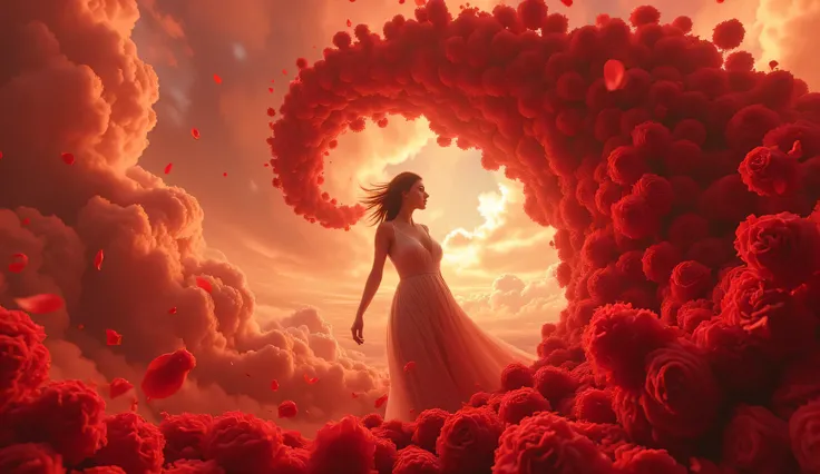 (Best Quality,8K wallpaper), masterpiece, live-action, real photo, The ratio of one goddess , Tornado of Roses.