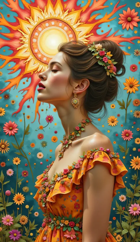 A beautiful woman in a kaleidoscope world, another dimension, a sense of wonder, psychedelic colors, and the best image quality.