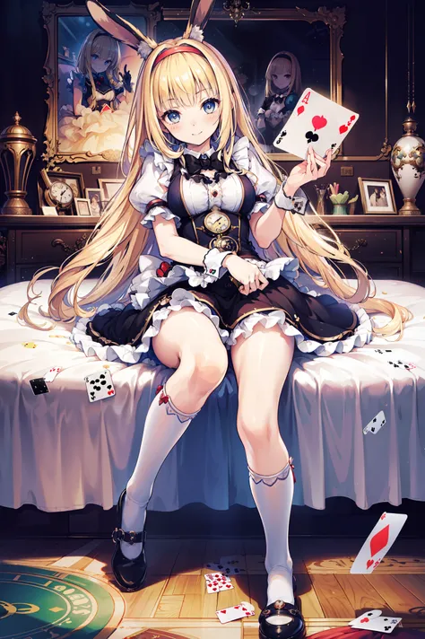( Double Bomb , Brant Bang, Straight Blonde ), ,, (Ultra precise, Absolute determination, best quality:1.3), 2.5D, Delicate and Dynamic , art photo, super realistic , graphic CG digital cartoon style art,4K, Reality,very detailed,Rabbit ear...