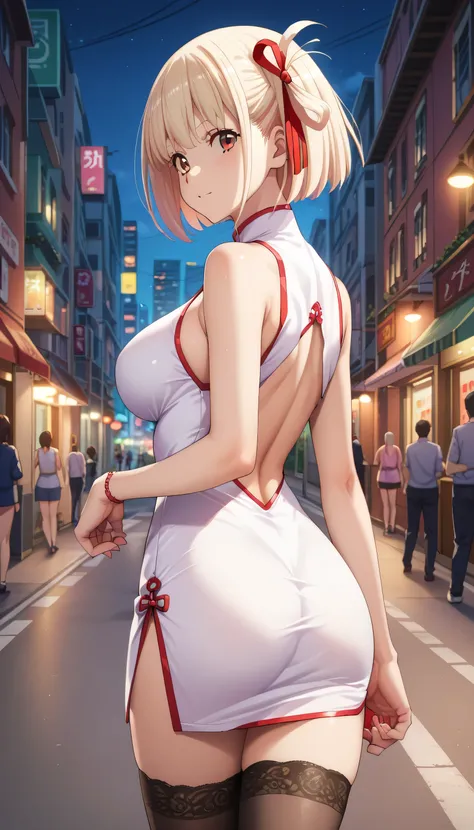 Masterpiece, top quality, best quality, official art, beautiful and aesthetic, anime, 1girl, chisato nishikigi, extremely detailed, colorful, more detailed ((ultra-detailed)), (highly detailed CG illustration),horny,detailed face,, short hair, bangs, blond...