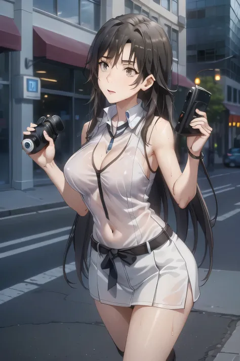 Faces are very important,Suppressed,My nipples are pointed、It's see-through when it's wet,{{X}},I'm drawing her expression more delicately,walking alone, city tour ,,(((She's wearing casual tourist style clothes))), I have a SLR camera ,(Let...