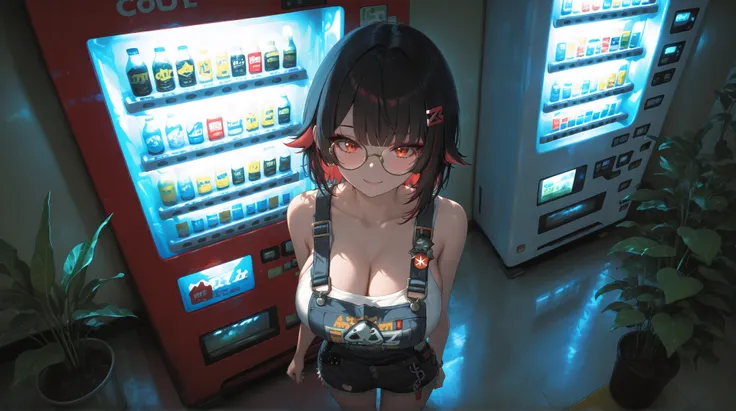 A Realistic image, extremely sharp focus, crisp details, high resolution, 4K, 8K. (correct anatomy and detailed hand). A wide angle shot, high angle, front view, a detailed, high quality rendering of Ellen Joe from Zenless Zone Zero. She wears beautiful, d...