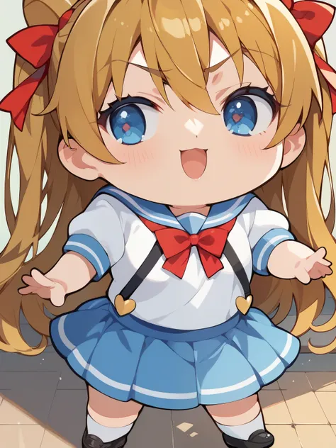 score_9, score_8_ up, score_7_ up, score_6_ up, score_5_ up, anime,nsfw, uncensored ,( chibi:1.5),masterpiece, 最High Quality, High Quality, 8k,solo, ung ,Petite,Aska Langley ,detailed face,,{school uniform},plain short sleeve shirt with white sailor colla...