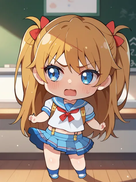 score_9, score_8_ up, score_7_ up, score_6_ up, score_5_ up, anime,nsfw, uncensored ,( chibi:1.5),masterpiece, 最High Quality, High Quality, 8k,solo, ung ,Petite,Aska Langley ,detailed face,,{school uniform},plain short sleeve shirt with white sailor colla...