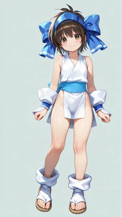 1girl,rimururu(samurai spirits),12才, kawaii, flat chest,full body,highlight eyes,smile,{{very delicate and beautiful}}, 8K wallpaper and high-definition CG wallpaper are unified,simple background