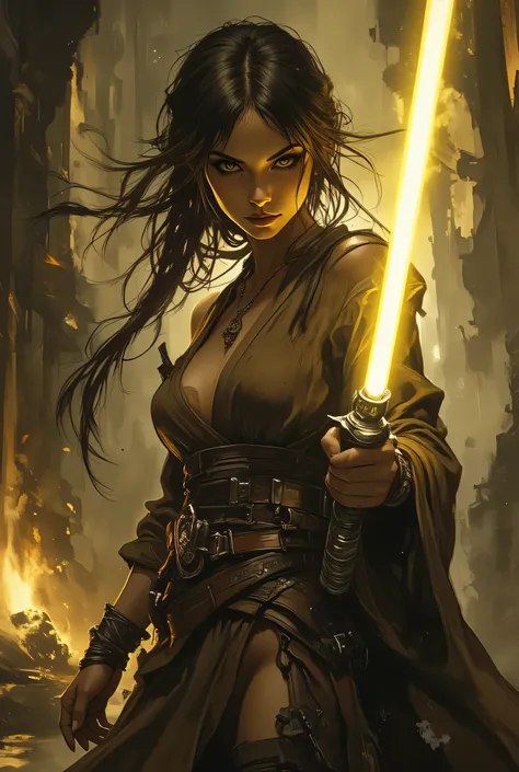 Score_9, score_8_up, score_7_up, ((highest quality)), ((masterpiece)), (be familiar with), Perfect Face, (High definition), (Best Shadow), 8k, cinematic. Comic sex art, Luis Royo's style, A striking scene with a stunning naked woman posing confidently in a...