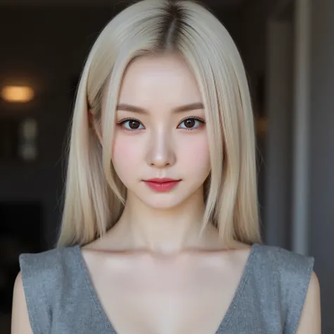 (pretty girl wearing a gray dress), (Long white hair),(brown-brown eyes), Hyper-resolution, accuracy, Detailed representation, (Subtle facial image, (Thin hair image), (Superior quality), (Masterpieces of masters), (a sense of atmosphere), tmasterpiece,Su...