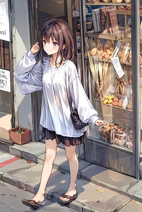 ( masterpiece), Highest Quality,  cute girl leaning on a wall,  embarrassing, , Intimate moments,  cute,   cropped shirt,  look down,  high angle, close, BREAK  she says   embarrassing,  she says  ,  Forest Setting ,  cute imgae， hair， Shortcuts ， 乱れたhair，...