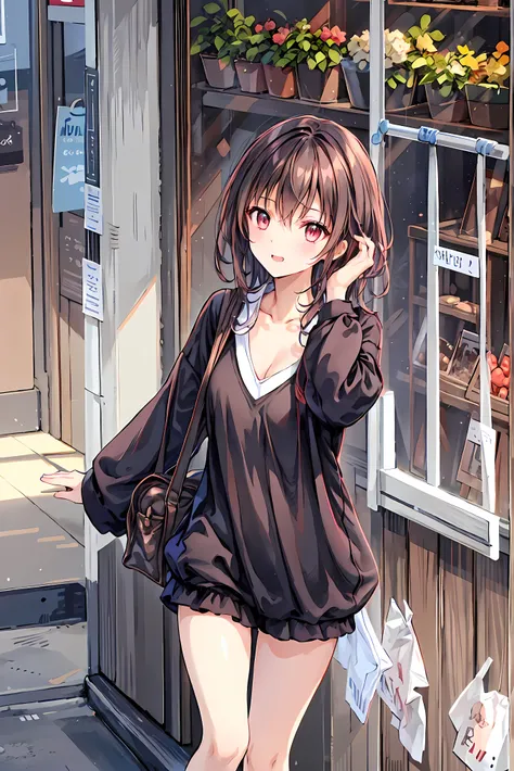 masterpiece, 最 High Quality ,  High Quality , ( future:1.1),  cinematic lighting , ( beautifully detailed background),  Beautiful Hair Details ,  dramatic lighting,  ( Speaking Heart ),  happy,  mouth from below,  closes his eyes, 
 1 girl on break day, ( ...