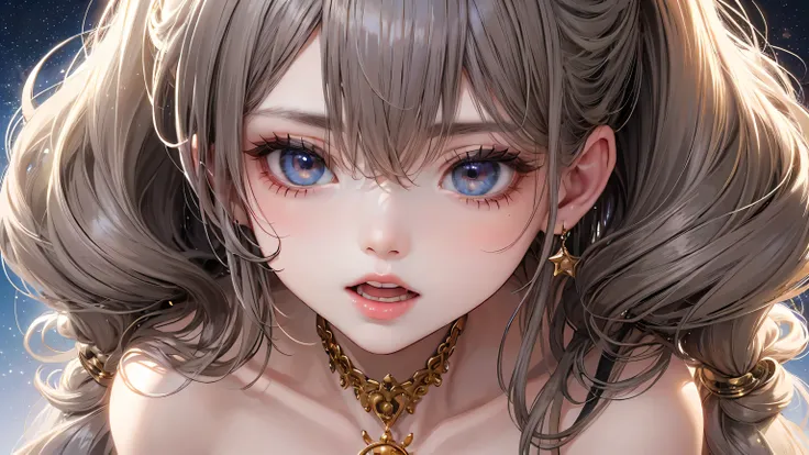 Highest Quality、vaginas、pussy 、very detailed fingers、finely、high definition、 8k Wallpaper、face close-up、perfect dynamic composition、beautiful and delicate eyes、love juice、cute hairstyle、bungs、Gray Hair、(long hair)、twin tails、curly hair。Big Breasts、color li...