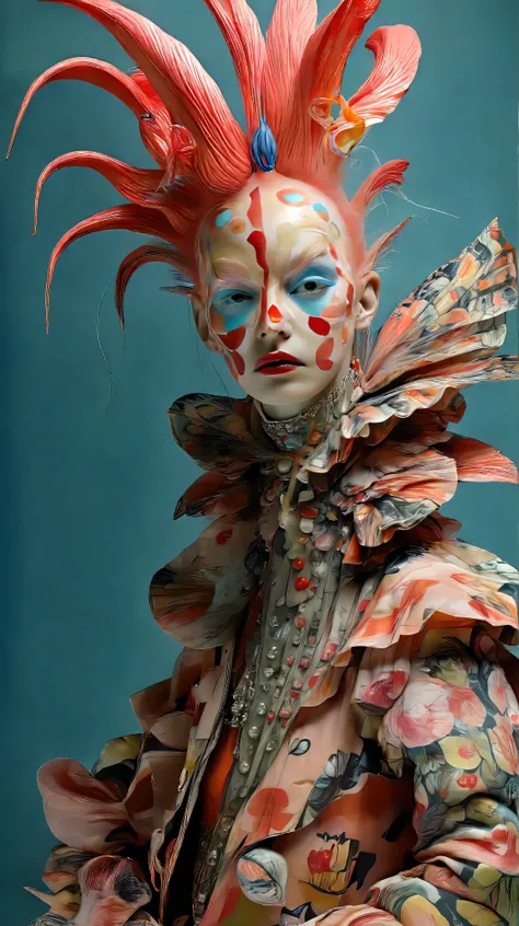 Tim Walker inspired, fashion photography, whimsical settings, surreal elements, creative storytelling, vibrant colors, (detailed face:1.05), hyperrealistic, Photorealistic
