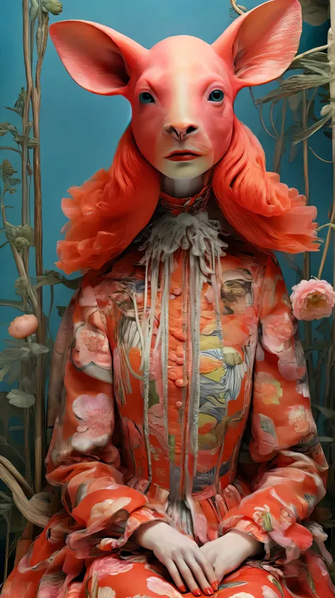Tim Walker inspired, fashion photography, whimsical settings, surreal elements, creative storytelling, vibrant colors, (detailed face:1.05), hyperrealistic, Photorealistic
