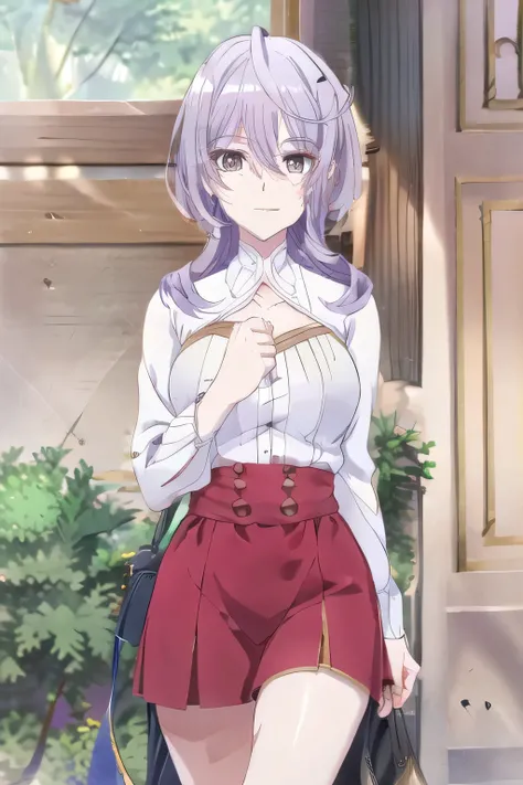 Can you draw a nice smile，The face is very important，Big BreastsをさらにBig Breastsに描いて下さい，My nipples are sharp and can be seen through when wet，light purple hair,draw her expression more delicately，walking alone，    city tour    ,，（（（She's dressed in a casual...