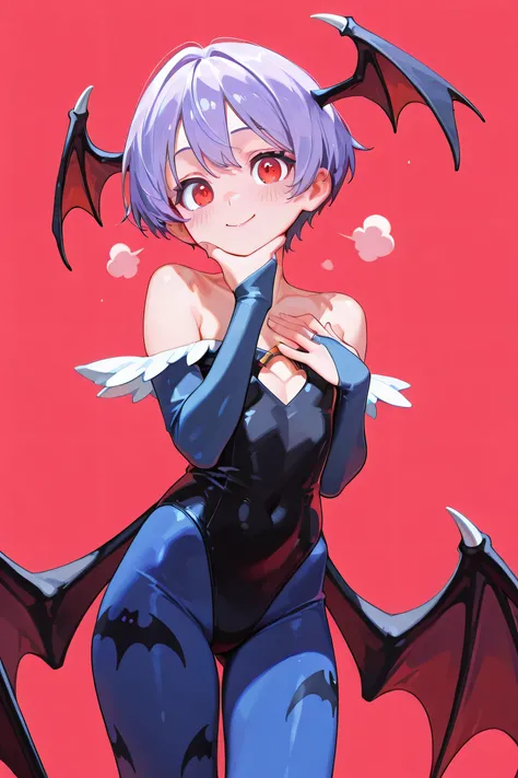 Masterpiece, Top Quality, Amazing Quality

Score_9,Score_8_up,Score_7_up,Score_6_up,Score_5_up,Score_4_up,
One girl, Lilith, wings, animal print, pantyhose, leotard, head wings, bat footprints, print pantyhose, red leotard, diamond cutout, short hair, red ...