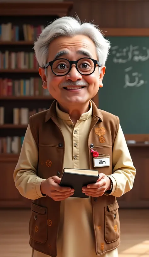 Age Look: 45–55 (wise, experienced)
Sex:Male
Outfit: Traditional shalwar kameez with a waistcoat, (university style)

Accessories: Spectacles, a digital pen, and sometimes a notebook or tablet

Optional: Wears a Virtual University badge or digital name tag...