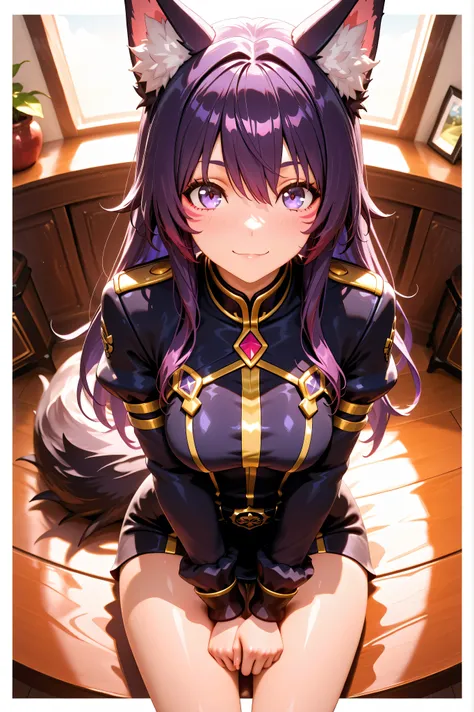 Masterpiece , best quality , amazing quality , absurdres , very aesthetic , lazypos , 3D, Delta_Eminence, sitting like a dog, looking at viewer, happy expression