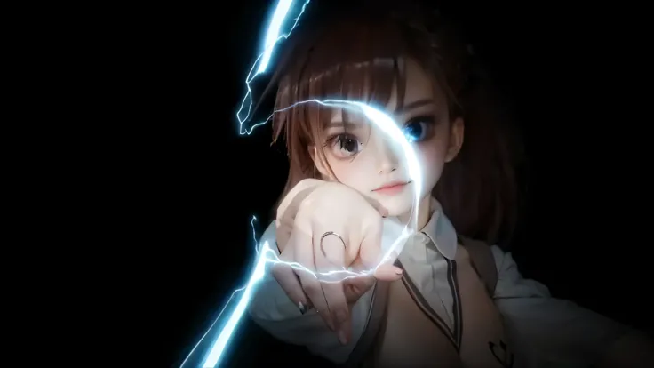 A beautiful woman with lightning on her hand