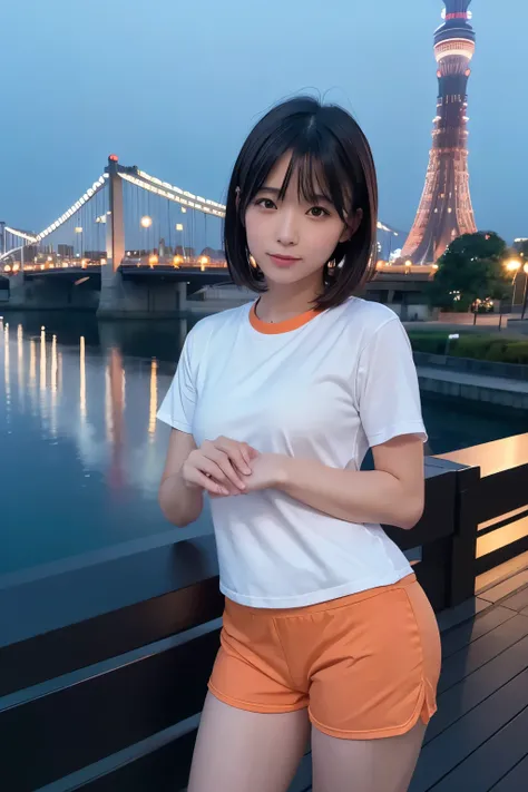 8k, raw photo, best quality, hires, realistic, photorealistic, extremely detailed 8k wallpaper, beautifully detailed eyes, finely detailed face,
 break 
perfectly anatomically correct:1.2,
 break 
the image showcases strike urban scene at orange dusk and c...