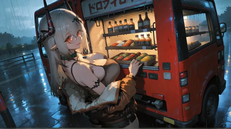 (NSFW:1.1), A Realistic image, extremely sharp focus, crisp details, high resolution, 4K, 8K. (correct anatomy and detailed hand). A wide angle shot, side view, a detailed, high quality rendering of Mudrock from Arknights. She wears beautiful, detailed rou...