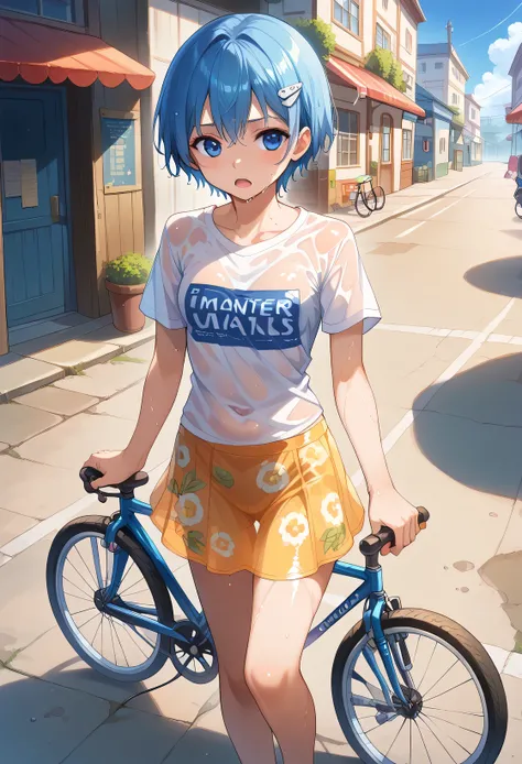 黒髪, Highest Quality, masterpiece, Super Real, Penis erect in front of a girl, wet, shiny, transparent clothing, The image shows a woman, I'm probably in my 20s, of the bike The handlebars stand out in the foreground, This opens up a fair amount of chest, T...