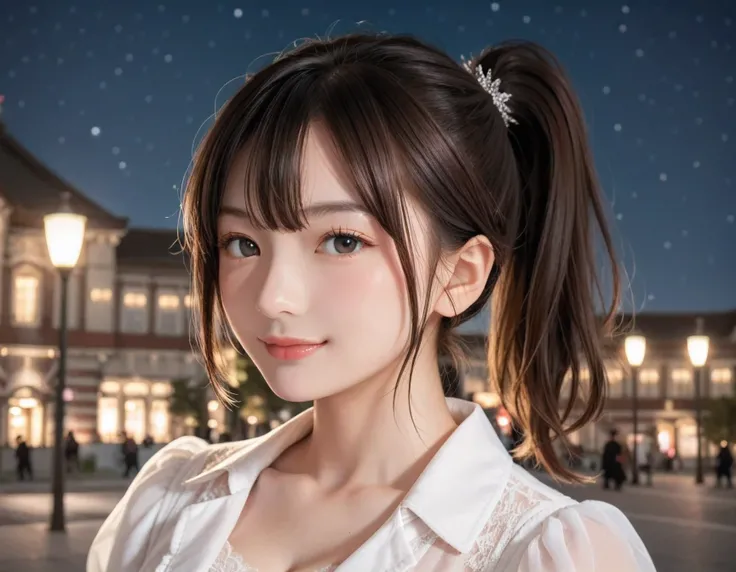 score_9, score_8_up, score_7_up, super detailed, 32K, Masterpiece, top quality, super high definition ,nsfw, official art, photorealistic, sharp focus, solo, 1 classy Japanese girl, ((ponytail)), black hair, smaller face, natural makeup, cute face, small b...