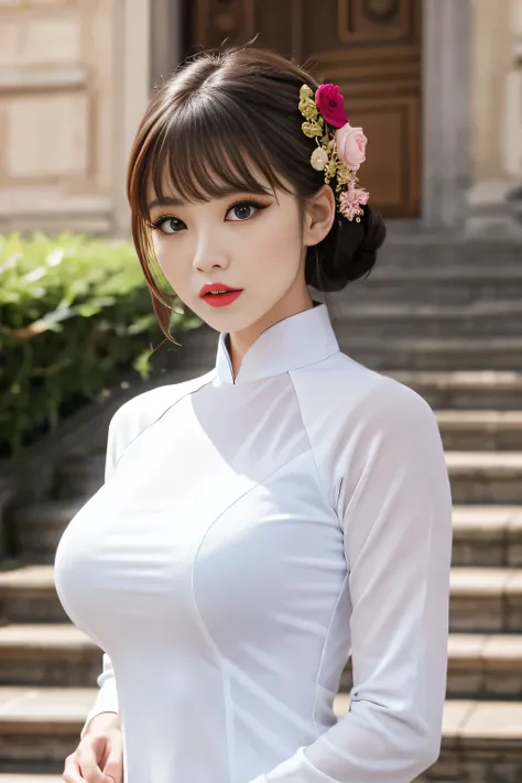 Highest quality, high resolution, masterpiece, colorful to keep.
Super beautiful woman, looks like a intimidating dominatrix, closed mouth, condescending gaze, staring at the viewer, makeup, long false eyelashes, eyeshadows, eyeliners, light red lips, big ...