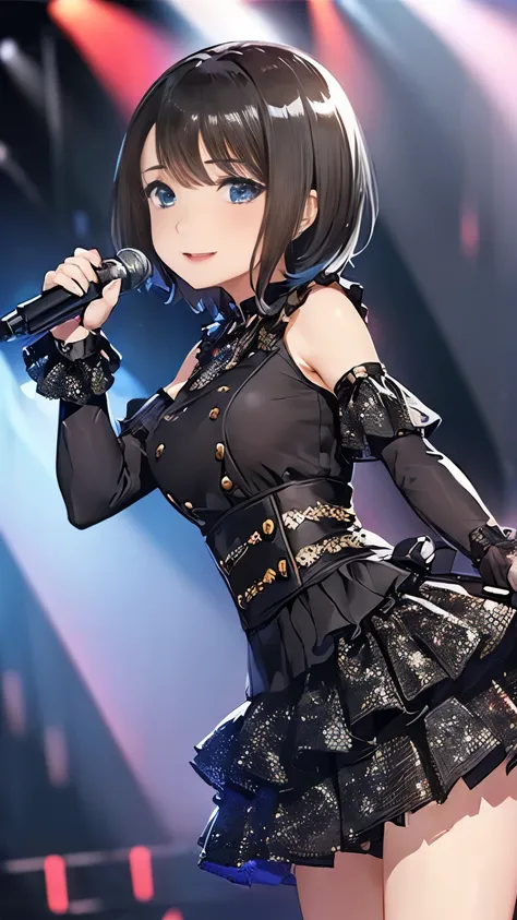 (My first favorite:1.5), (beautiful busty idol singer I've liked for the first time:1.5), (black short hair:1.5)