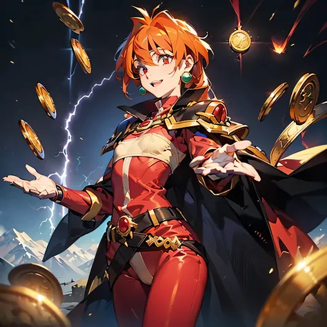 (slayer_lina:1.55), magic circle, solo, Ultra-detailed、(Highest Quality、8k、high definition、masterpiece:1.2)、 RAW photos 、realistic、Impressive Underlying Angles、1 girl、(Lina Inverse from Slayers)、(perfect anatomy:1.77)、((Beautiful red eyes with every detail...