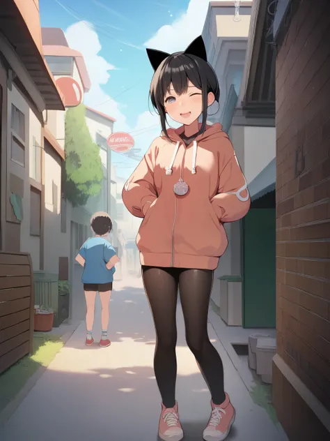 score_9, score_8_up, score_7_up, score_6_up, source_anime, nsfw，masterpiece, Highest Quality, back alley background, (High Brightness:1.2), ( slim:1.4), (young ，Japanese toddler:1.0),skin details, detailed face, (Shiny Hair, dark black hair, bungs, short s...