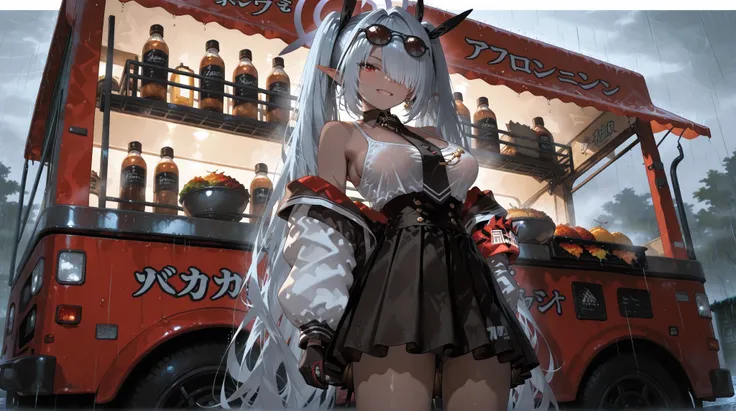 (NSFW:1.1), A Realistic image, extremely sharp focus, crisp details, high resolution, 4K, 8K. (correct anatomy and detailed hand). A wide angle shot, side view, a detailed, high quality rendering of Shiromi Iori (zzIori) from Blue Archive. She wears beauti...