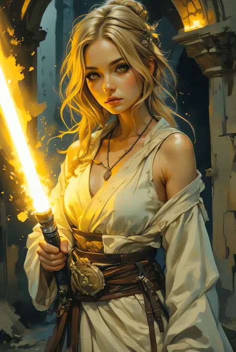Score_9, score_8_up, score_7_up, ((highest quality)), ((masterpiece)), (be familiar with), Perfect Face, (High definition), (Best Shadow), 8k, cinematic. Comic sex art, Luis Royo's style, A striking scene with a stunning long blonde hair, naked woman posin...