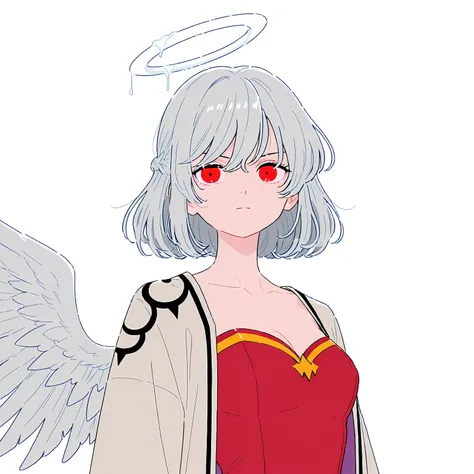 only one person,Kishin Sagume,touhou,serious,white halo,with your eyes shining,Wonder Woman clothes