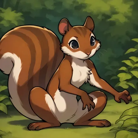 masterpiece, best quality, 2D, simple, animal focus, solo, unisex, Original, Kppls, squirrel, furs, claw, (paw with 4-fingers),