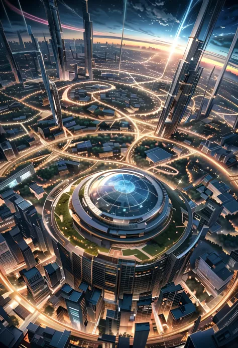 is reminiscent of watching a highly detailed game or movie Fantastic and realistic scenery, masterpiece, Official Art, professional, ((Super Detail)), 8k, ((Don't show it to anyone)), arabesque patterns, A city where everything is made of reflective s...