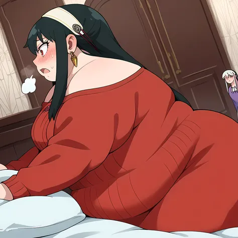 score_9, score_8_up, score_7_up, source_anime,
Yor briar, your bramble, black hair, red eyes, earrings, white collector, collector, long hair, sidelocks,
bare shoulders,  collarbone, dress, long sleeves, off the shoulder, off-shoulder dress, off-shoulder s...
