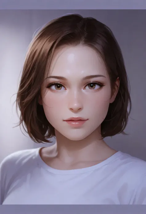 a close up of a woman with a white shirt and brown hair, portrait sophie mudd, accurate ultra realistic faces, photorealistic beautiful face, ultra - realistic faces, hyperrealistic beautiful face, ultra realistic faces, beautiful realistic face, young fem...