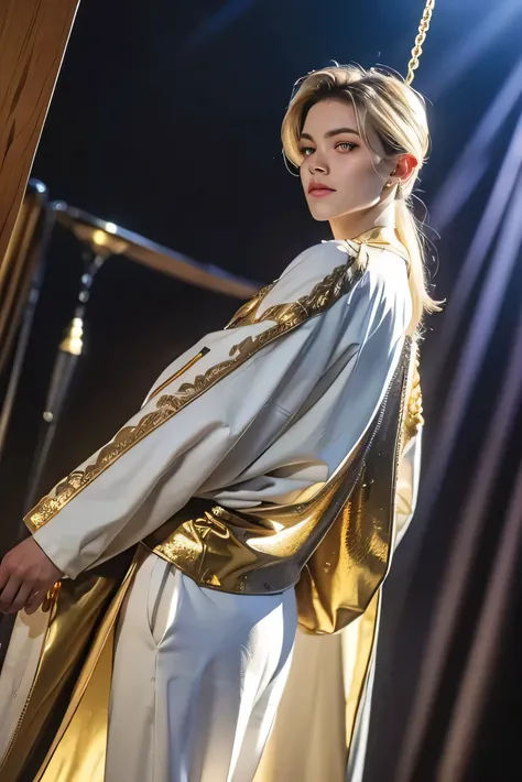 big golden eyes are impressive((golden eyes))golden irises、Beautiful smooth skin、Long Blonde Hair