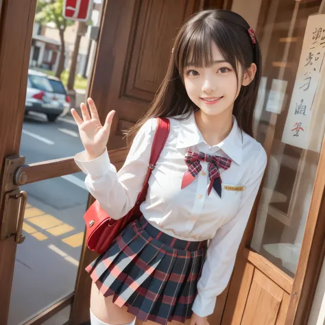 (masterpiece,best quality: 1.4),
(8k,raw photo,photo realistic:1.2),shiny skin, detailed skin,detailed face,detailed eyes,Japanese idol,beautiful face. The front door of your home. The front door is open. A beautiful girl. She is a very pretty Japanese gir...