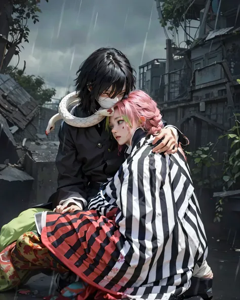 ((MITSURI X OBANAI_DEMON SLAYER))),((realistic, photorealistic)),(highlight hair)), Light reflection, (( HD )),((upper body)), (((best quality, masterpiece))), (masterpiece) (best quality) (detail) (8k) (HDR) (wallpaper) (cinematic lighting) (sharp focuast...