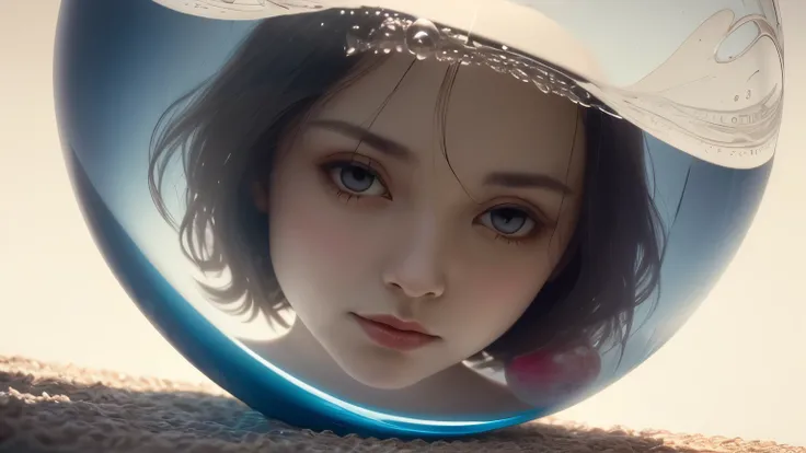 383 (20 year old woman),(short hair),(gentle smile),(high quality photos),( cinematic pictures playing on the lawn ),(colorful),(Crystal Ball),((contrast between light and shade)) ,(Da Vinci )