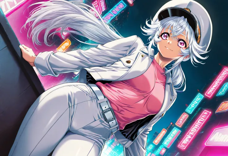 masterpiece, Highest Quality, newest, high definition, 1 girl, Yokota Mamoru style,Line of Motion,very straight nose, slim,Narrow Face,perfect nose,stare at the viewers,charming smile、(face up:1.core_9, score_8, score_7, score_6, source _ an...