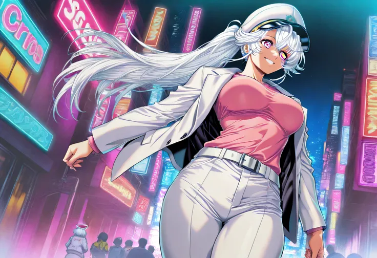 masterpiece, Highest Quality, newest, high definition, 1 girl, Yokota Mamoru style,Line of Motion,very straight nose, slim,Narrow Face,perfect nose,stare at the viewers,charming smile、(face up:1.core_9, score_8, score_7, score_6, source _ an...